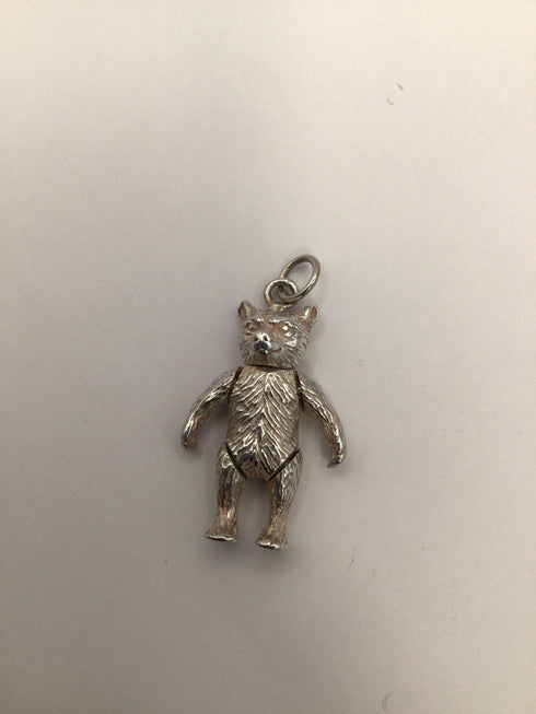 Vintage SET Articulated Teddy Bear Pendant and Earrings